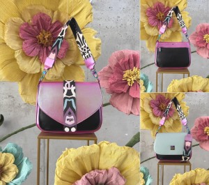 Torebka Ego  TRANSFORMA wymienne klapki róż holo/ pistacja