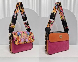 Torebka Ego dwustronna / dwukomorowa fuksja z pomarańczem