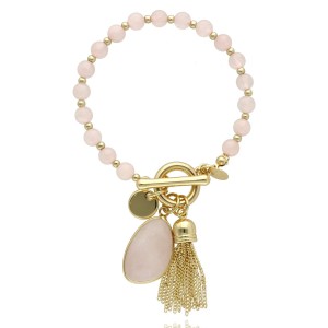 Bransoletka z różowym kwarcem i chwostem