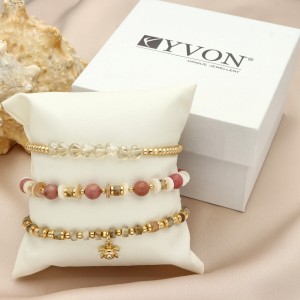 Zestaw 3 bransoletek YVON z kamieniami naturalnymi