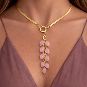 Yvon naszyjnik z różowym kwarcem