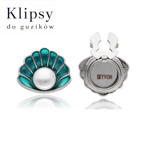 Klipsy do guzików YVON Ocean Life – Muszla z perłą